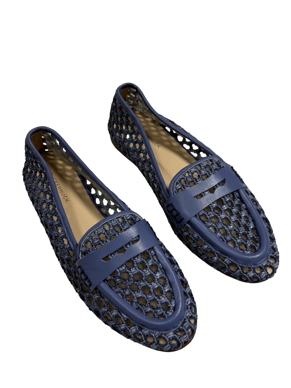 Tuckernuck Sz 8 Rowan Blue Woven Loafers Coastal Preppy Quiet Luxury Flats